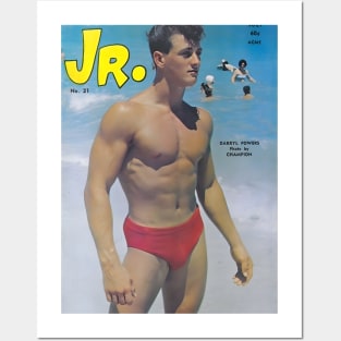 JR. JUNIOR feat Darryl Powers - Vintage Physique Muscle Male Model Magazine Cover Posters and Art